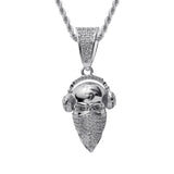 Rhinestone Men Necklace Ice Out Cubic Zircon Headphones Pendant
