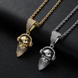 Rhinestone Men Necklace Ice Out Cubic Zircon Headphones Pendant