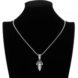 Rhinestone Men Necklace Ice Out Cubic Zircon Headphones Pendant