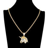 Rhinestone Men Necklace Ice Out Cubic Zircon Hip Hop Agate Eyes Animals Pendant