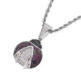 Rhinestone Men Necklace Ice Out Cubic Zircon Hip Hop Animals Beetle Pendant
