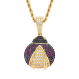 Rhinestone Men Necklace Ice Out Cubic Zircon Hip Hop Animals Beetle Pendant
