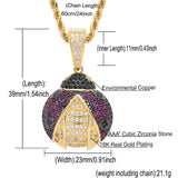 Rhinestone Men Necklace Ice Out Cubic Zircon Hip Hop Animals Beetle Pendant