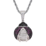 Rhinestone Men Necklace Ice Out Cubic Zircon Hip Hop Animals Beetle Pendant