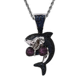 Shark Pendant Silver Charm Chain Jewelry