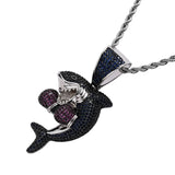 Shark Pendant Silver Charm Chain Jewelry