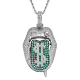 Hip Hop Dollar Lips Pendant Rhinestone Necklace Chain