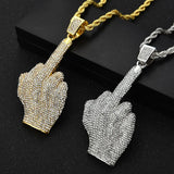 Hip Hop Rhinestone Men Necklace Ice Out Cubic Zircon Finger Animals Pendant
