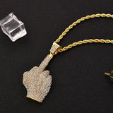Hip Hop Rhinestone Men Necklace Ice Out Cubic Zircon Finger Animals Pendant