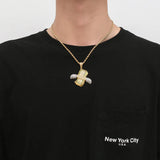 Hip Hop Dollar Pendant Chain Necklace Ice Out Cubic Zircon