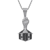 Rhinestone Men Necklace Ice Out Cubic Zircon Hip Hop House Pendant