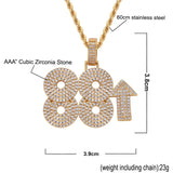 Hip Hop Numbers Pendant Men Necklace Ice Out Cubic Zirconia