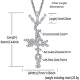 Rhinestone Men Necklace Ice Out Cross Pendant Silver Chain