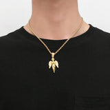 Hip Hop Rhinestone Angel Pendant Necklace