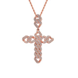 CZ Hip Hop Rhombus Cross Pendant Silver Charm Chain Necklace