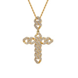 CZ Hip Hop Rhombus Cross Pendant Silver Charm Chain Necklace
