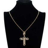 CZ Hip Hop Rhombus Cross Pendant Silver Charm Chain Necklace