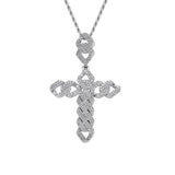 CZ Hip Hop Rhombus Cross Pendant Silver Charm Chain Necklace