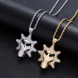 Hip Hop Sun Pendant Silver Necklace Ice Out Cubic Zircon