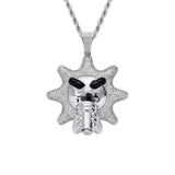 Hip Hop Sun Pendant Silver Necklace Ice Out Cubic Zircon