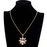 Hip Hop Sun Pendant Silver Necklace Ice Out Cubic Zircon