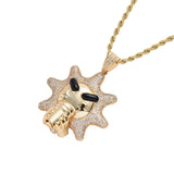 Hip Hop Sun Pendant Silver Necklace Ice Out Cubic Zircon