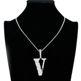 Hip Hop V Pendant Rhinestone Men Necklace