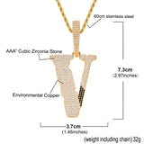 Hip Hop V Pendant Rhinestone Men Necklace