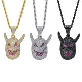 CZ Monster Pendant Silver Necklace Hip Hop Charm Chain Jewelry
