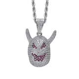 CZ Monster Pendant Silver Necklace Hip Hop Charm Chain Jewelry