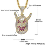 CZ Monster Pendant Silver Necklace Hip Hop Charm Chain Jewelry