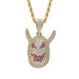 CZ Monster Pendant Silver Necklace Hip Hop Charm Chain Jewelry