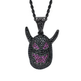 CZ Monster Pendant Silver Necklace Hip Hop Charm Chain Jewelry