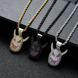 CZ Monster Pendant Silver Necklace Hip Hop Charm Chain Jewelry