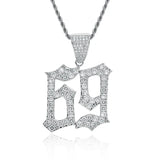 Men's Rhinestone Necklace Cubic Zircon Numbers Pendant
