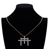 Men's Rhinestone Cross Pendant Necklace Hip Hop Charm Chain Jewelry