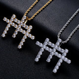 Men's Rhinestone Cross Pendant Necklace Hip Hop Charm Chain Jewelry