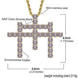 Men's Rhinestone Cross Pendant Necklace Hip Hop Charm Chain Jewelry