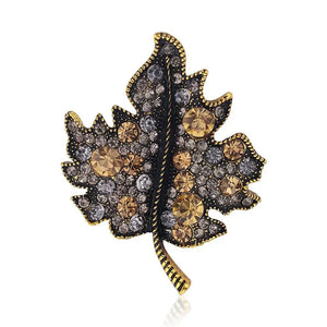 Maple Leaf Rhinestone Brooch Pin Wedding Accessories AD137