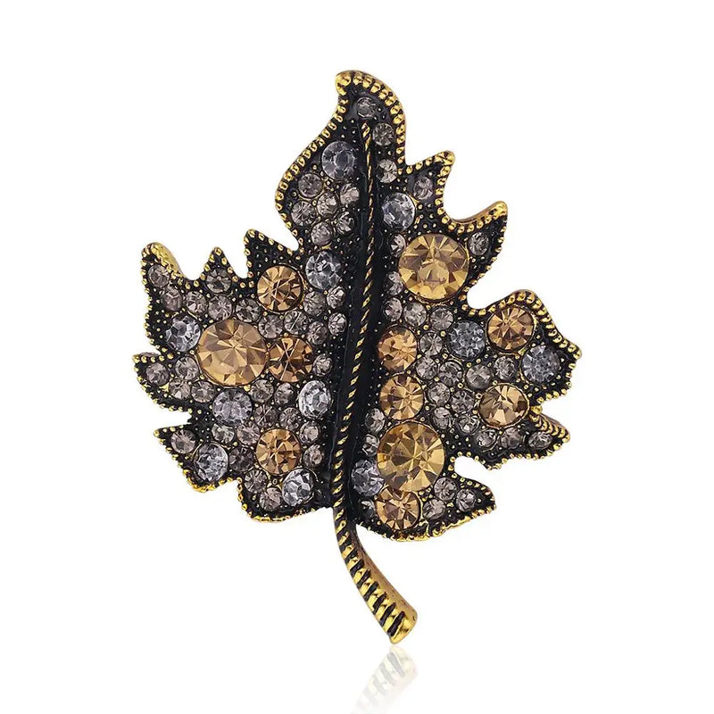 Maple Leaf Rhinestone Brooch Pin Wedding Accessories AD137