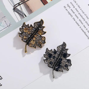 Maple Leaf Rhinestone Brooch Pin Wedding Accessories AD137