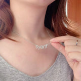 Crystal Rhinestone Name Necklace Personalized Zircon Initial Letter Kpop