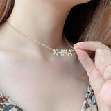 Crystal Rhinestone Name Necklace Personalized Zircon Initial Letter Kpop