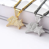 Rhinestone Necklace Ice Out CZ Numbers Pendant Hip Hop Silver Chain