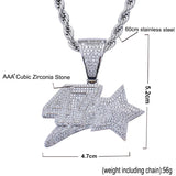 Rhinestone Necklace Ice Out CZ Numbers Pendant Hip Hop Silver Chain