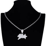 Rhinestone Necklace Ice Out CZ Numbers Pendant Hip Hop Silver Chain