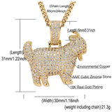 Goat Pendant Rhinestone Necklace Silver Chain Men Jewelry