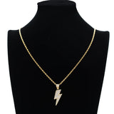 Hip Hop Lightning Pendant Rhinestone Necklace
