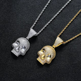 Skull Pendant Rhinestone Necklace Silver Hip Hop Charm Chain Jewelry
