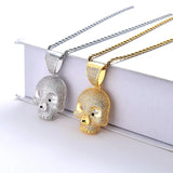 Skull Pendant Rhinestone Necklace Silver Hip Hop Charm Chain Jewelry